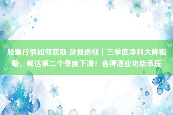 股票行情如何获取 财报透视｜三季度净利大降粗略，畅达第二个季度下滑！舍得酒业功绩承压