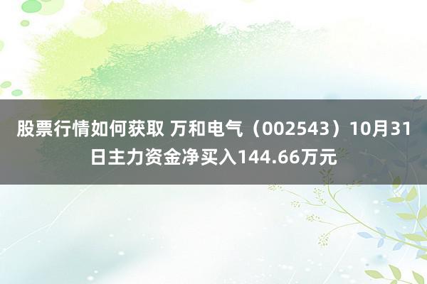 股票行情如何获取 万和电气（002543）10月31日主力资金净买入144.66万元