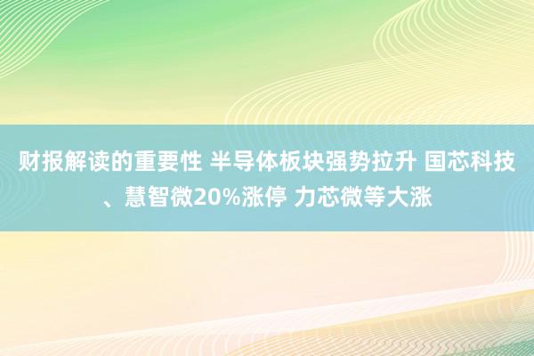 财报解读的重要性 半导体板块强势拉升 国芯科技、慧智微20%涨停 力芯微等大涨