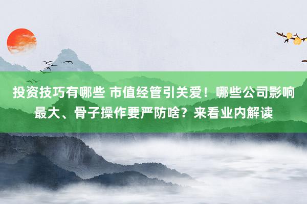 投资技巧有哪些 市值经管引关爱！哪些公司影响最大、骨子操作要严防啥？来看业内解读