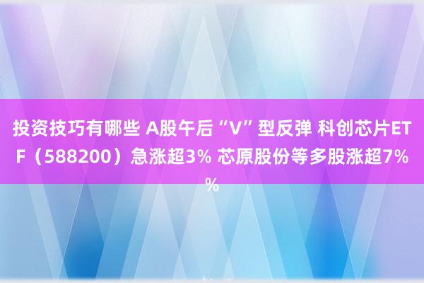 投资技巧有哪些 A股午后“V”型反弹 科创芯片ETF（588200）急涨超3% 芯原股份等多股涨超7%