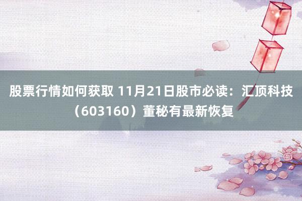 股票行情如何获取 11月21日股市必读：汇顶科技（603160）董秘有最新恢复