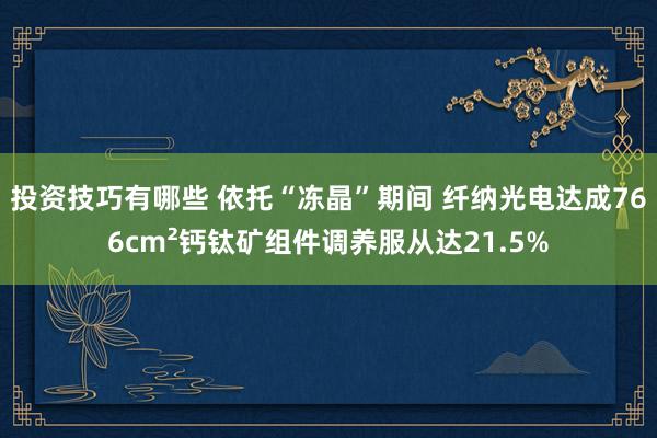 投资技巧有哪些 依托“冻晶”期间 纤纳光电达成766cm²钙钛矿组件调养服从达21.5%