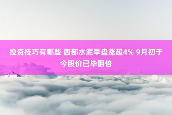 投资技巧有哪些 西部水泥早盘涨超4% 9月初于今股价已毕翻倍