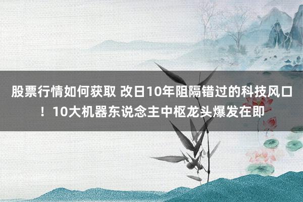 股票行情如何获取 改日10年阻隔错过的科技风口！10大机器东说念主中枢龙头爆发在即