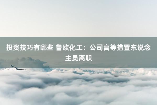 投资技巧有哪些 鲁欧化工：公司高等措置东说念主员离职