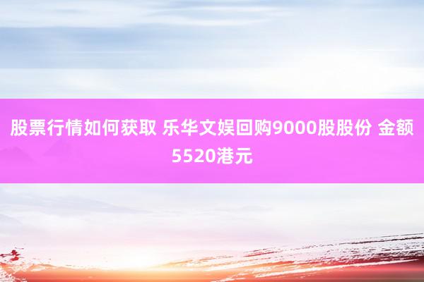 股票行情如何获取 乐华文娱回购9000股股份 金额5520港元