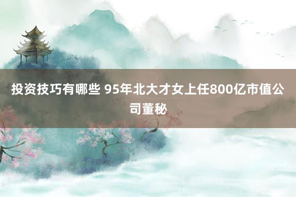 投资技巧有哪些 95年北大才女上任800亿市值公司董秘