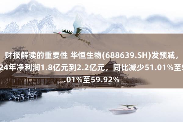 财报解读的重要性 华恒生物(688639.SH)发预减，展望2024年净利润1.8亿元到2.2亿元，同比减少51.01%至59.92%