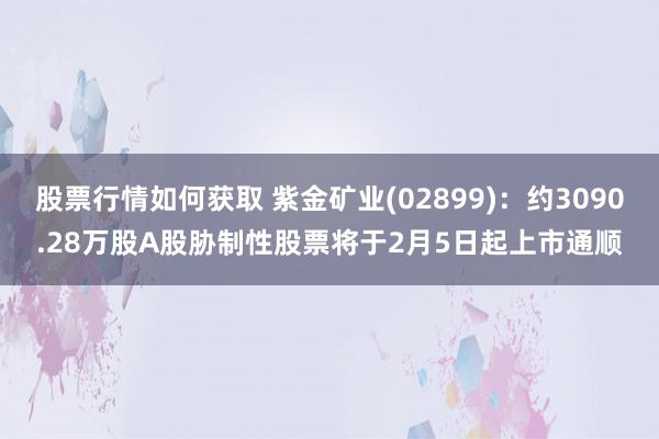 股票行情如何获取 紫金矿业(02899)：约3090.28万股A股胁制性股票将于2月5日起上市通顺