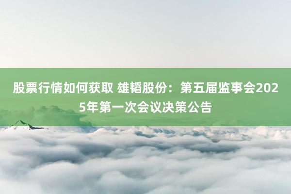 股票行情如何获取 雄韬股份：第五届监事会2025年第一次会议决策公告