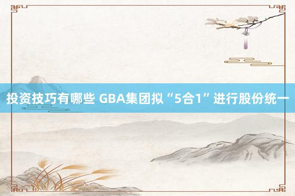 投资技巧有哪些 GBA集团拟“5合1”进行股份统一