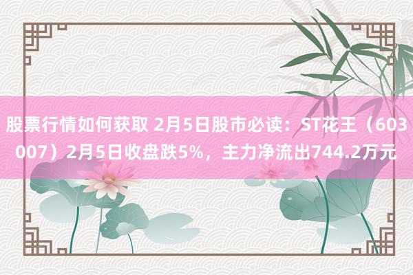 股票行情如何获取 2月5日股市必读：ST花王（603007）2月5日收盘跌5%，主力净流出744.2万元