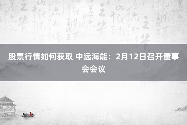 股票行情如何获取 中远海能：2月12日召开董事会会议