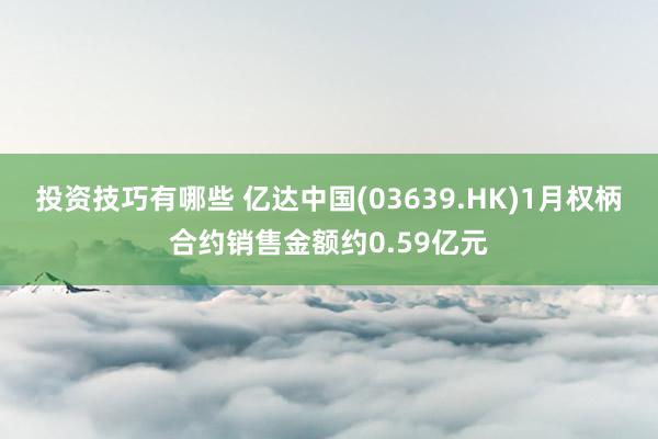 投资技巧有哪些 亿达中国(03639.HK)1月权柄合约销售金额约0.59亿元