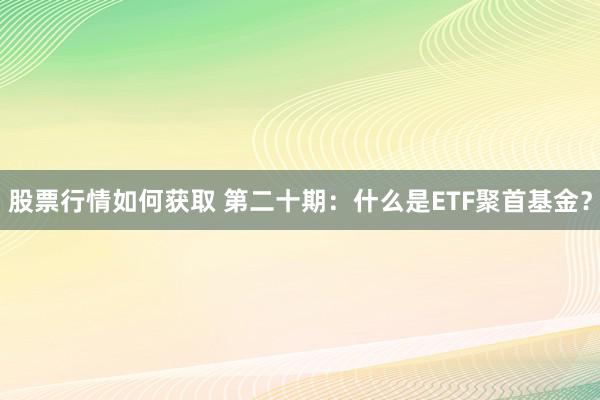 股票行情如何获取 第二十期：什么是ETF聚首基金？