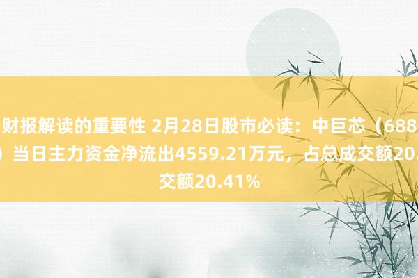 财报解读的重要性 2月28日股市必读：中巨芯（688549）当日主力资金净流出4559.21万元，占总成交额20.41%