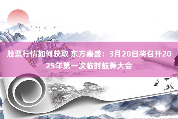 股票行情如何获取 东方嘉盛：3月20日将召开2025年第一次临时鼓舞大会