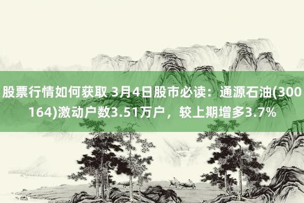 股票行情如何获取 3月4日股市必读：通源石油(300164)激动户数3.51万户，较上期增多3.7%