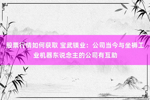 股票行情如何获取 宝武镁业：公司当今与坐褥工业机器东说念主的公司有互助