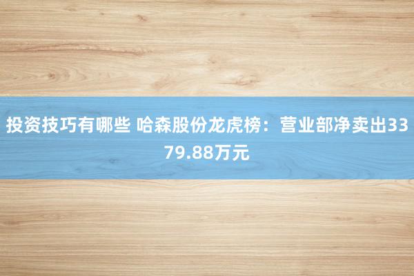 投资技巧有哪些 哈森股份龙虎榜：营业部净卖出3379.88万元