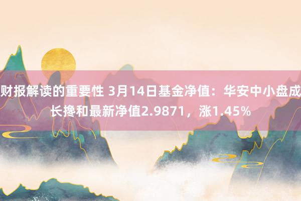 财报解读的重要性 3月14日基金净值：华安中小盘成长搀和最新净值2.9871，涨1.45%